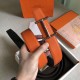 Fake Hermes H d'Ancre Reversible Belt Orange/Noir Leather Replica