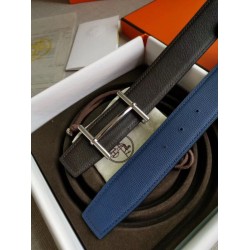 Replica Hermes H d&amp;#039;Ancre Reversible Belt Indigo/Black Epsom Leather