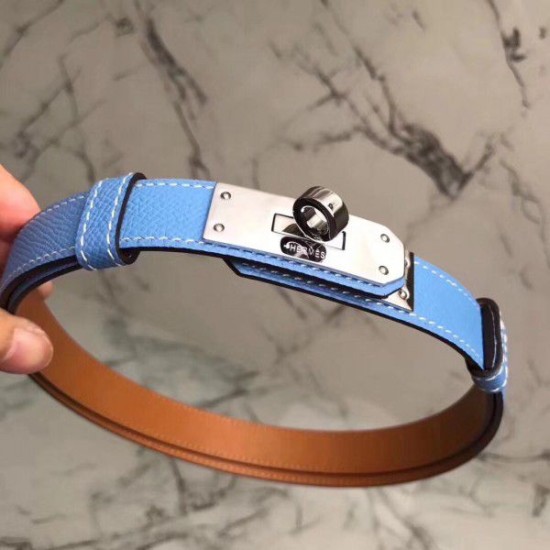 Replica Hermes Kelly Belt Blue Epsom Leather