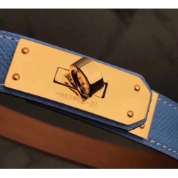 Replica Hermes Kelly Belt Blue Epsom Leather
