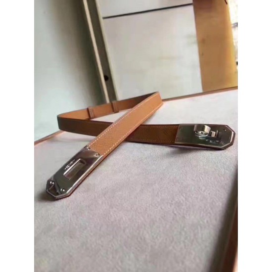 Fake Hermes Kelly Belt Brown Epsom Leather Replica