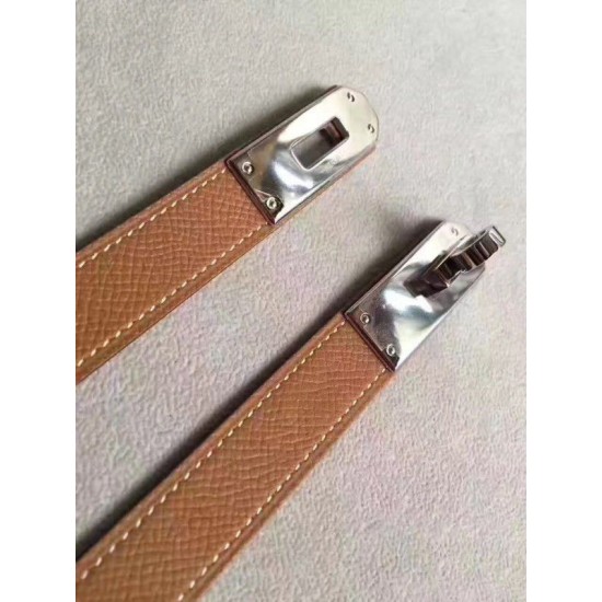 Fake Hermes Kelly Belt Brown Epsom Leather Replica