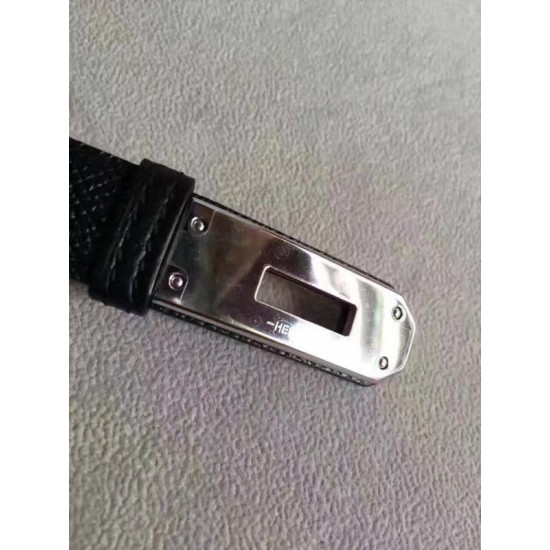 Fake Hermes Kelly Belt Black Epsom Leather Replica