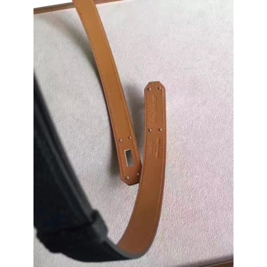 Fake Hermes Kelly Belt Black Epsom Leather Replica