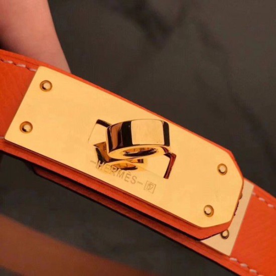 Replica Hermes Kelly Belt Orange Epsom Leather