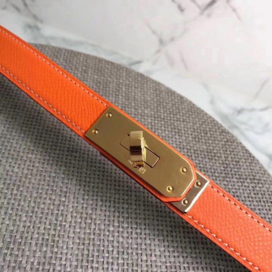 Replica Hermes Kelly Belt Orange Epsom Leather