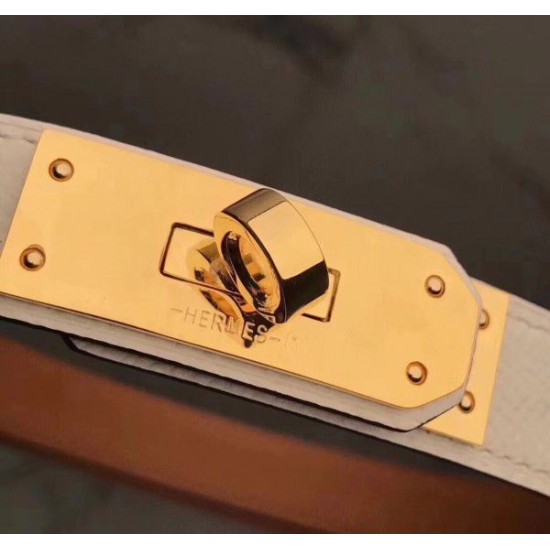 Replica Hermes Kelly Belt White Epsom Leather