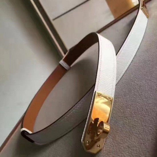 Replica Hermes Kelly Belt White Epsom Leather