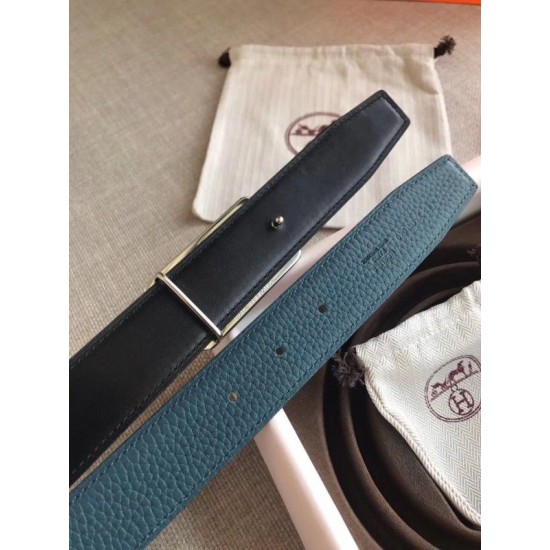 Replica Hermes Officier Reversible 38mm Belt Blue Clemence Leather Replica Hermes Officier Reversible 38mm Belt Blue Clemence Leather