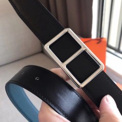 Replica Hermes Officier Reversible 38mm Belt Blue Clemence Leather