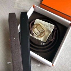 Replica Hermes Pad Reversible Belt Cafe Clemence Leather
