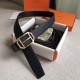Replica Hermes Pad Reversible Belt Black Clemence Leather