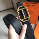 Replica Hermes Pad Reversible Belt Black Clemence Leather