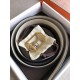 Replica Hermes Pad Reversible Belt Blue/White Epsom Leather