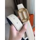 Replica Hermes Pad Reversible Belt Blue/White Epsom Leather