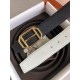 Replica Hermes Pad Reversible Belt Black/White Epsom Leather