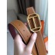 Replica Hermes Pad Reversible Belt Ruby/Brown Epsom Leather