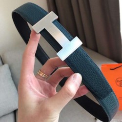 Fake Hermes Quizz 32mm Reversible Belt Blue Clemence Leather Replica