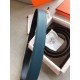 Fake Hermes Quizz 32mm Reversible Belt Blue Clemence Leather Replica