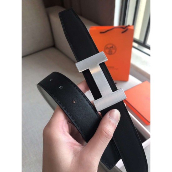 Fake Hermes Quizz 32mm Reversible Belt Blue Clemence Leather Replica