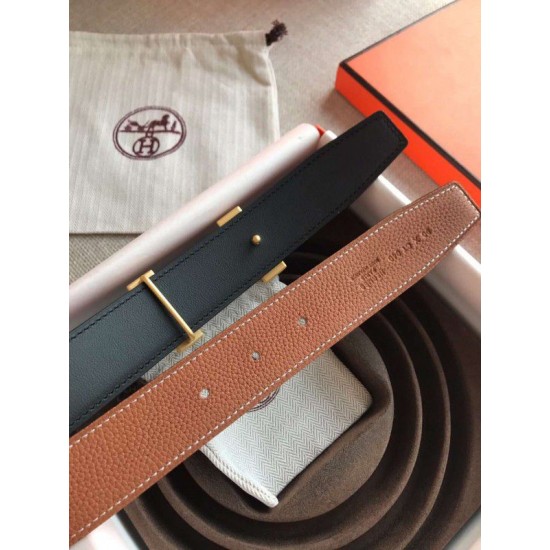 Replica Hermes Quizz 32mm Reversible Belt Brown Clemence Leather