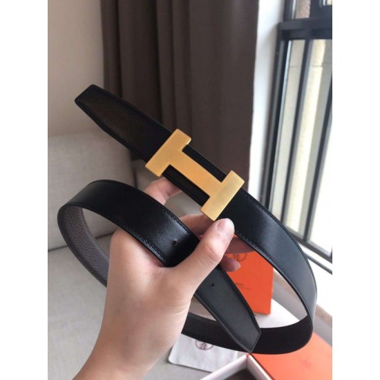 Fake Hermes Quizz 32mm Reversible Belt Cafe Clemence Leather Replica