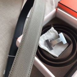 Replica Hermes Quizz 32mm Reversible Belt Grey Clemence Leather