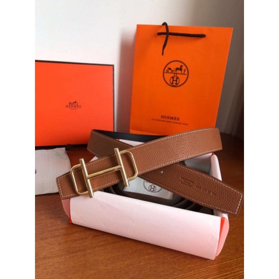 Replica Hermes Royal 38MM Reversible Belt Brown Clemence Leather