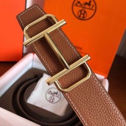 Replica Hermes Royal 38MM Reversible Belt Brown Clemence Leather