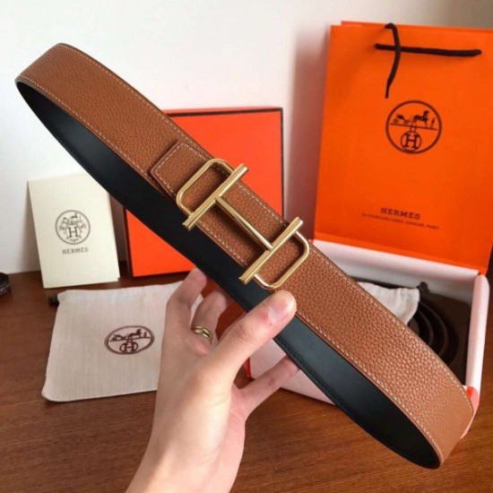 Replica Hermes Royal 38MM Reversible Belt Brown Clemence Leather