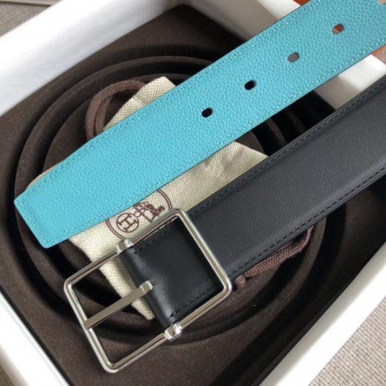 Replica Hermes Bleu Obscur Saddle 38MM Reversible Belt