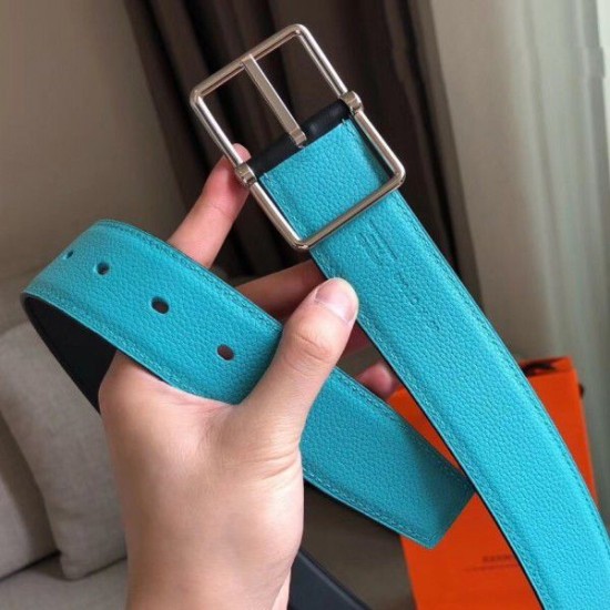 Replica Hermes Bleu Obscur Saddle 38MM Reversible Belt