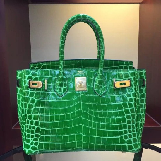 Fake Hermes Birkin 30cm 35cm Bag In Bamboo Crocodile Leather Replica