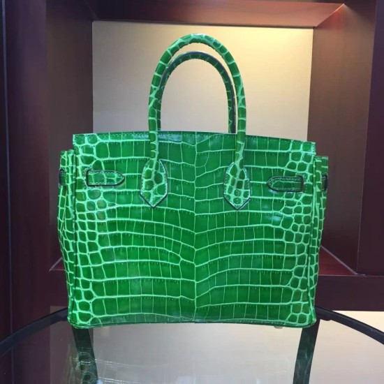 Fake Hermes Birkin 30cm 35cm Bag In Bamboo Crocodile Leather Replica