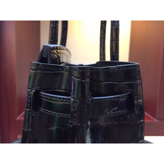 Replica Hermes Birkin 30cm 35cm Bag In Black Crocodile Leather