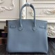 Fake Hermes Birkin 30cm 35cm Bag In Blue Lin Clemence Leather Replica