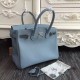 Fake Hermes Birkin 30cm 35cm Bag In Blue Lin Clemence Leather Replica