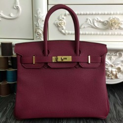 Replica Hermes Birkin 30cm 35cm Bag In Bordeaux Clemence Leather