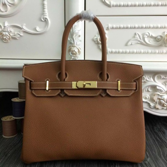 Replica Hermes Birkin 30cm 35cm Bag In Brown Clemence Leather