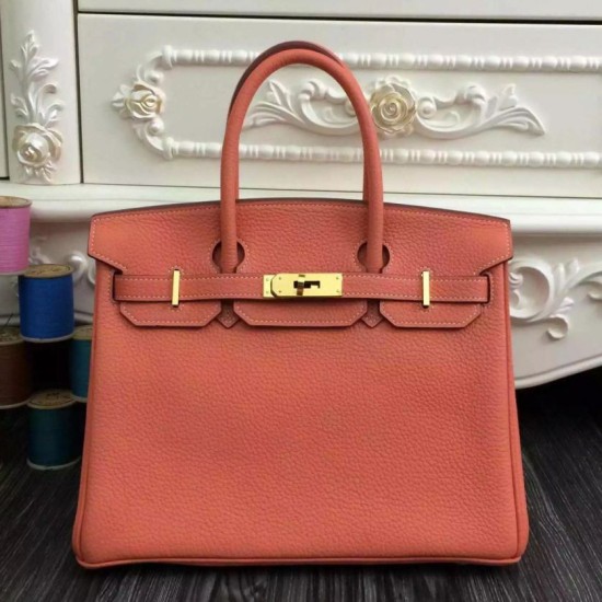 Fake Hermes Birkin 30cm 35cm Bag In Crevette Clemence Leather Replica