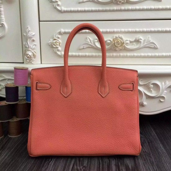 Fake Hermes Birkin 30cm 35cm Bag In Crevette Clemence Leather Replica