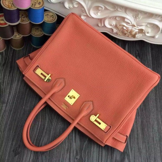 Fake Hermes Birkin 30cm 35cm Bag In Crevette Clemence Leather Replica