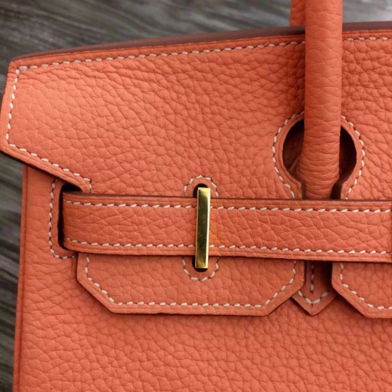Fake Hermes Birkin 30cm 35cm Bag In Crevette Clemence Leather Replica