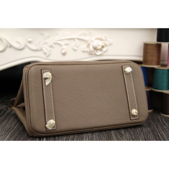 Replica Hermes Birkin 30cm 35cm Bag In Etoupe Clemence Leather