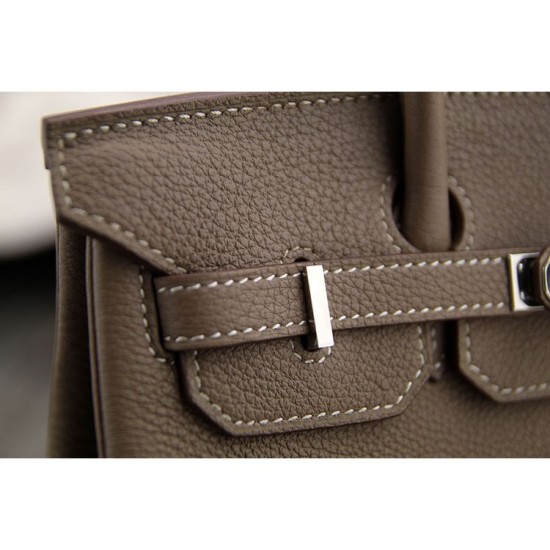 Replica Hermes Birkin 30cm 35cm Bag In Etoupe Clemence Leather