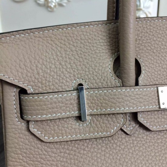 Fake Hermes Birkin 30cm 35cm Bag In Grey Clemence Leather Replica