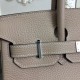 Fake Hermes Birkin 30cm 35cm Bag In Grey Clemence Leather Replica