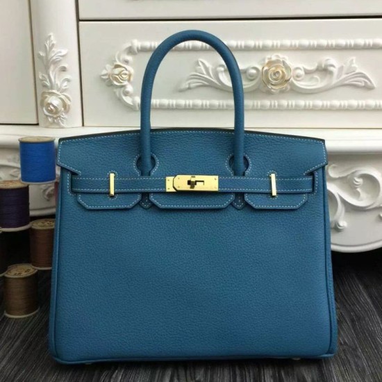Replica Hermes Birkin 30cm 35cm Bag In Jean Blue Clemence Leather