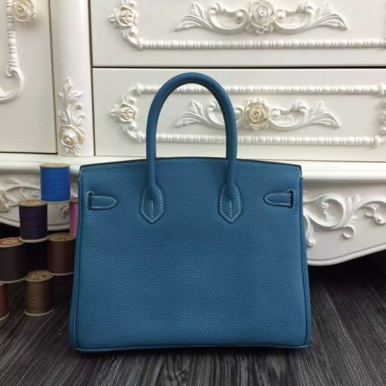 Replica Hermes Birkin 30cm 35cm Bag In Jean Blue Clemence Leather