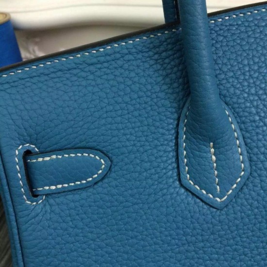 Replica Hermes Birkin 30cm 35cm Bag In Jean Blue Clemence Leather